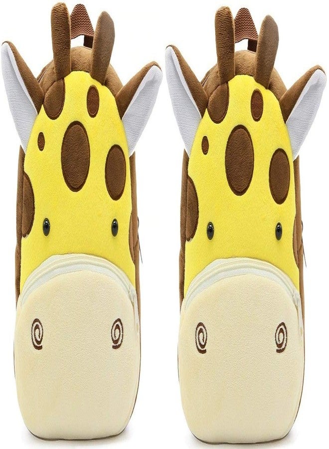 دزرت حقيبة ظهر مدرسية للأطفال من ديزيرت على شكل زرافة، مصنوعة من القطيفة الناعمة، بتصميم كرتوني/للأولاد/للبنات/للرضع/ (من 2 إلى 5 سنوات) (عبوة من قطعتين) - Image 1